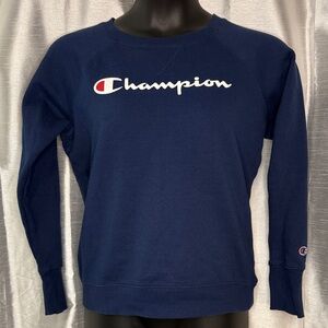 Champion Authentic Athleticwear Crewneck Sweatshirt Navy Spellout Women’s Medium